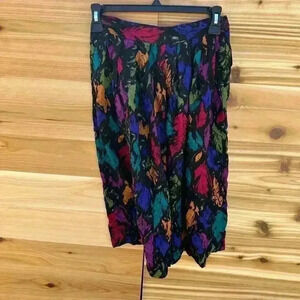 Vtg 90s Multicolor Worthington Skirt w Yoke Front and Pockets